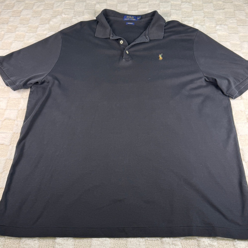 Polo Ralph Lauren Mens XXL Black Classic Fit Short Sleeve Cotton Polo Shirt